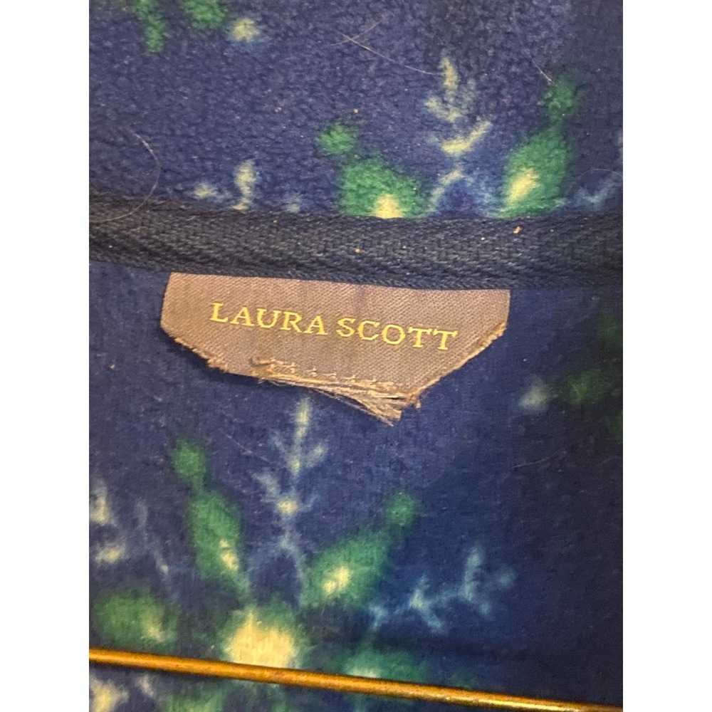 Laura Scott Sweater Womens Medium Blue Snowflake Fleece Quarter Zip Pullover - Picture 3 of 5